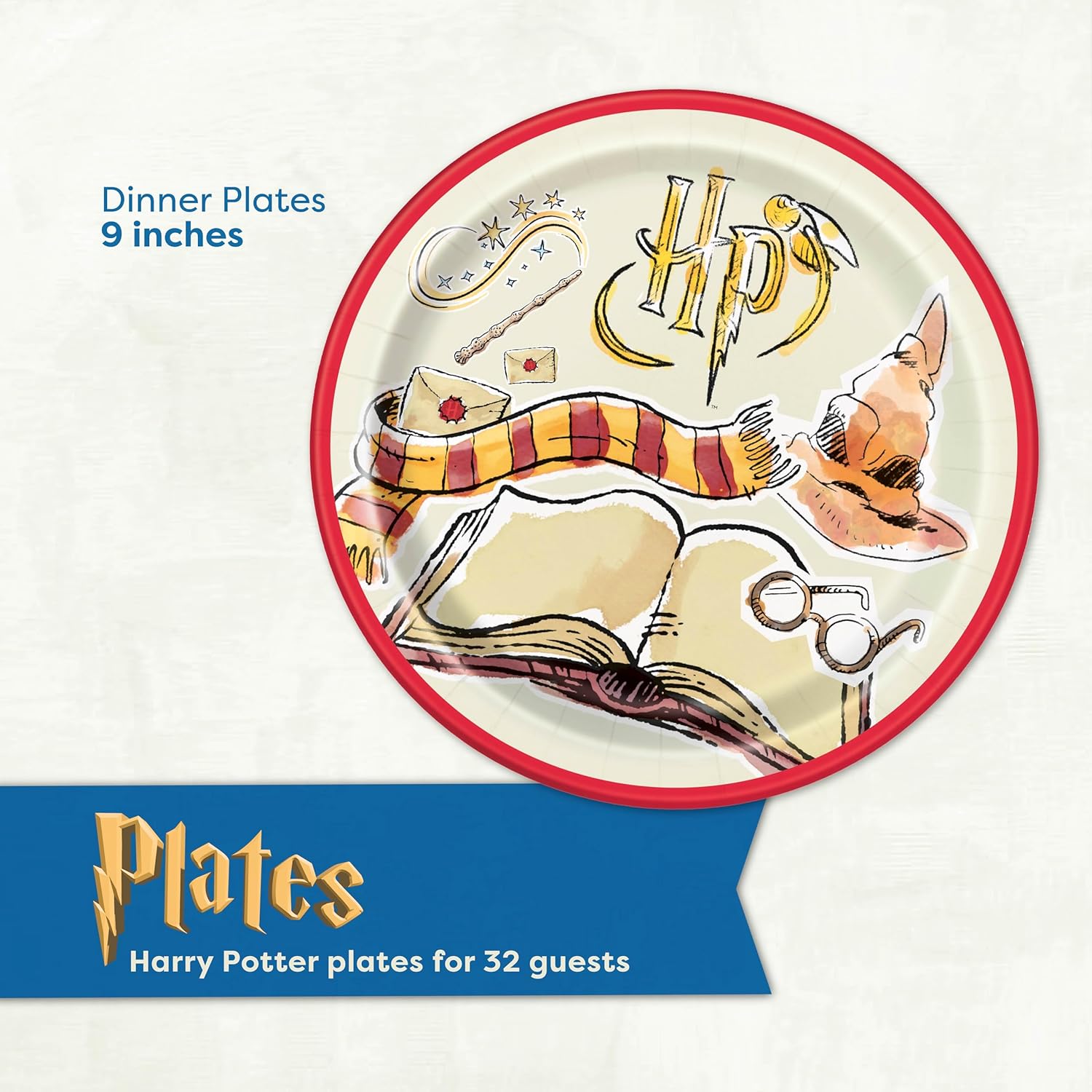 Harry Potter Plates and Napkins for 32 Guests | Harry Potter Birthday Decorations for Party | Officially Licensed