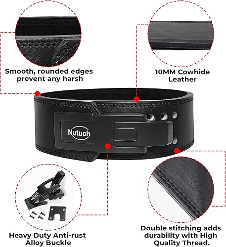 Miniatura 2 de Genuine Leather Lever Weight Lifting Belt 10mm Gym Belts Weight Lifting Belts for Men and Women Grain Leather Weightlifting Belt Workout Belt