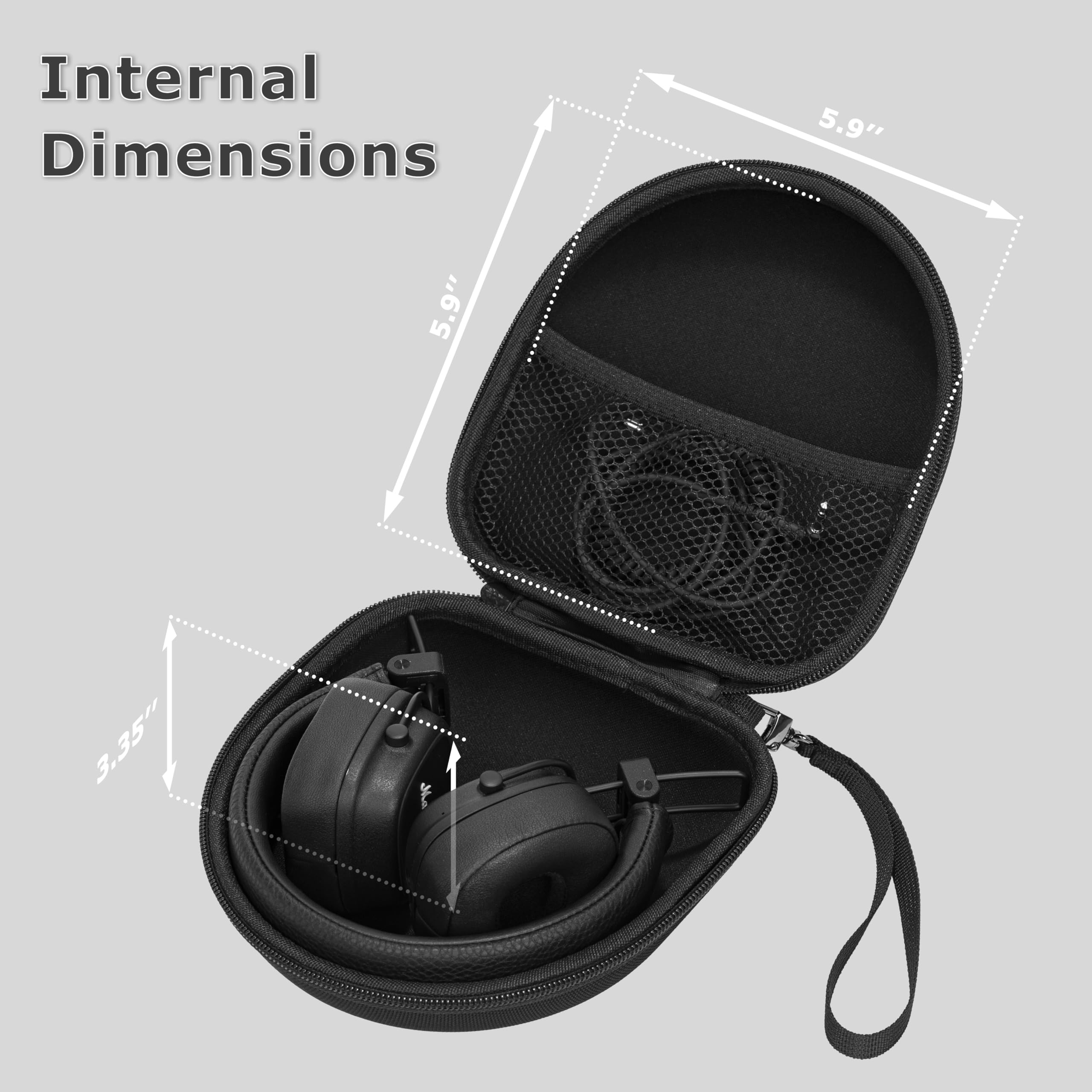 Ginsco Funda rígida compatible con auriculares Bluetooth Beats Solo 4/3/Studio Pro/Studio 3, con Soundcore/BERIBES/TOZO/KVIDIO/SNOY MDR7506/ATH M30X/Marshall Major V, funda para auriculares de viaje