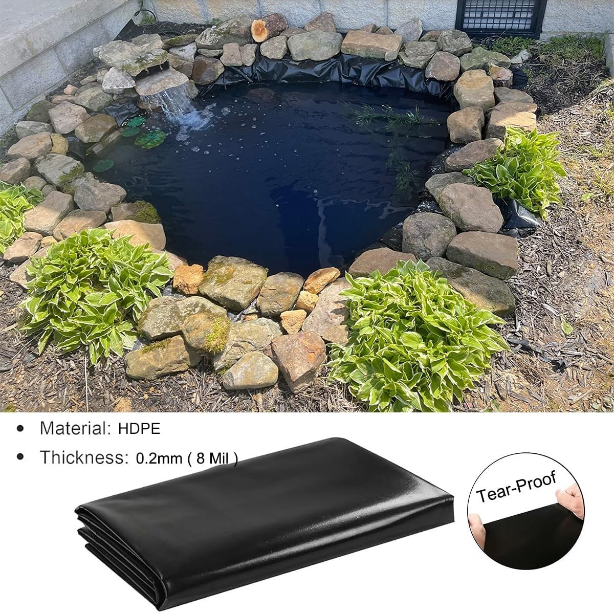 Aquagart PVC Teichfolie 0,5 Mm – 3 M X 8 M, UV-beständig, Schwarz, Für Gartenteich & Schwimmteich