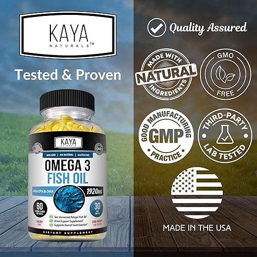 Miniatura 4 de Kaya Naturals Suplemento Omega 3 - Aceite de pescado Omega 3 hecho en la naturaleza, aceite de pescado pelágico 100% puro cosechado en el mar sin