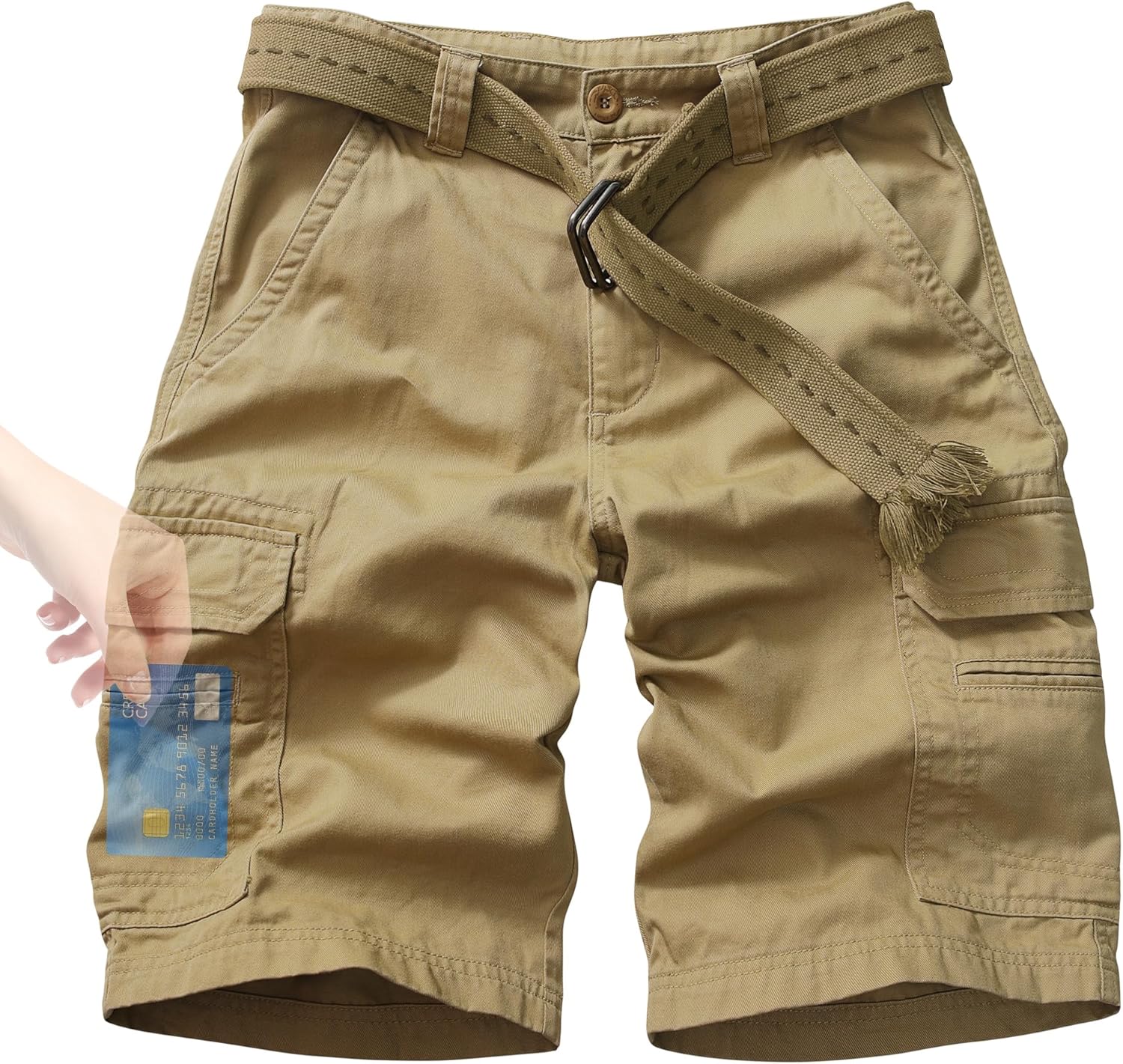 GSGGIG Mens Shorts, Camo Cargo Short for Men, Relaxed Fit Casual Work Khaki Bermuda Short 11" with Multi Pockets