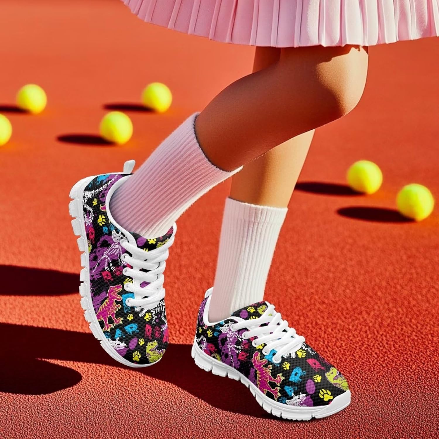 Kids Sneakers for Girls Lightweight Breathable Tennis Shoes for Running Walking and Playtime Comfortable Casual Footwear for Little Kid Size11-13/ Big Kids Size1-5 White Sole