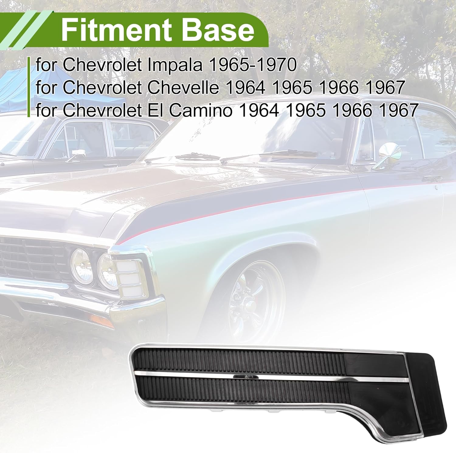 Accelerator Gas Pedal Pad with Trim for Chevy Pickup Truck Impala 1965-1970 Chevelle El Camino 64-67 Rubber Metal Footrest Pedal