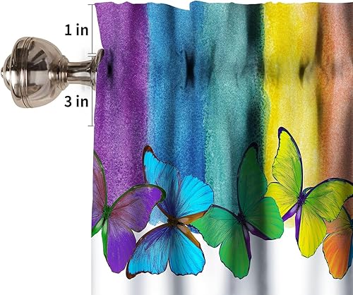 Miniatura 5 de Cenefa de ventana con diseño de mariposa y arco iris, diseño romántico de dibujos animados, acuarela, dormitorio, sala de estar, cocina, tratamiento