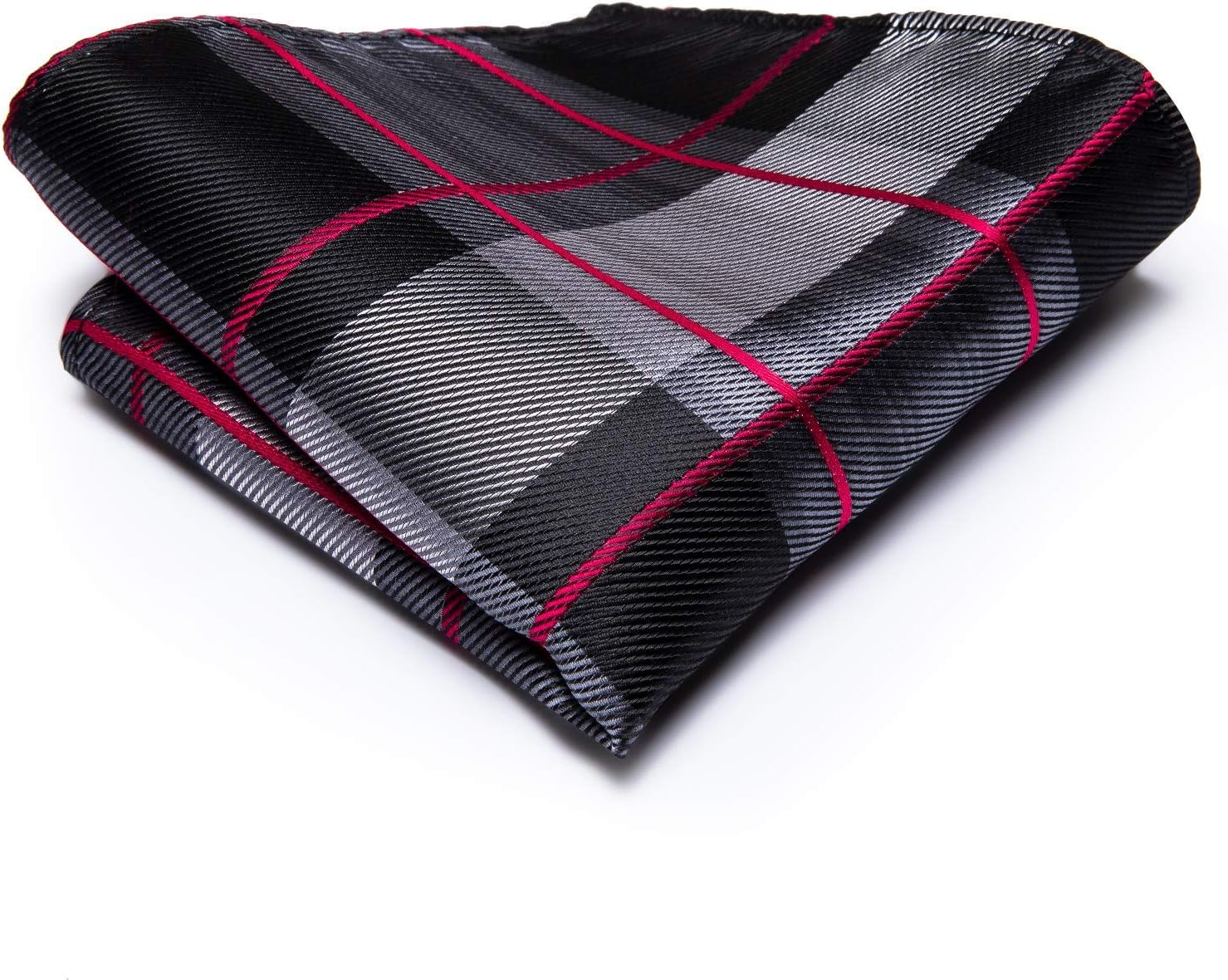 Hi-Tie Mens Plaid Ties Classic Paisley Necktie with Handkerchief Cufflinks Set Business Stripe Tie - Image 6