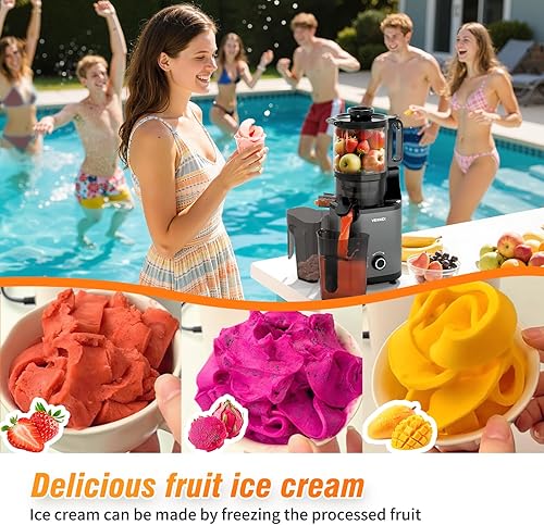 Miniatura 2 de VENNEX Exprimidor de prensa en frío, canal de alimentación extra grande de 5.7 pulgadas para frutas y verduras enteras, máquinas exprimidoras de