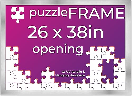 Miniatura 10 de Poster Palooza Marco de rompecabezas de 19.25 x 28 pulgadas, marco de madera plateado hecho para exhibir rompecabezas de 19.25 x 28 pulgadas, con