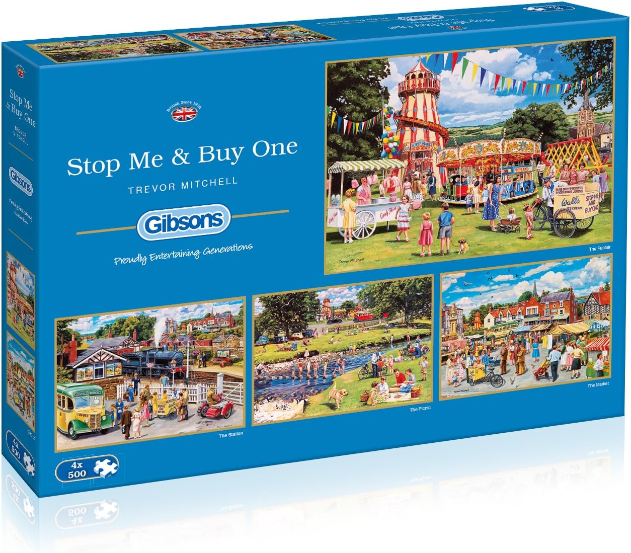 Stop Me & Buy One 4x500 Piece Jigsaw Puzzle | Multi-Puzzle | Sustainable Puzzle for Adults | Premium 100% Recycled Board | Great Gift for Adults | Gibsons Games