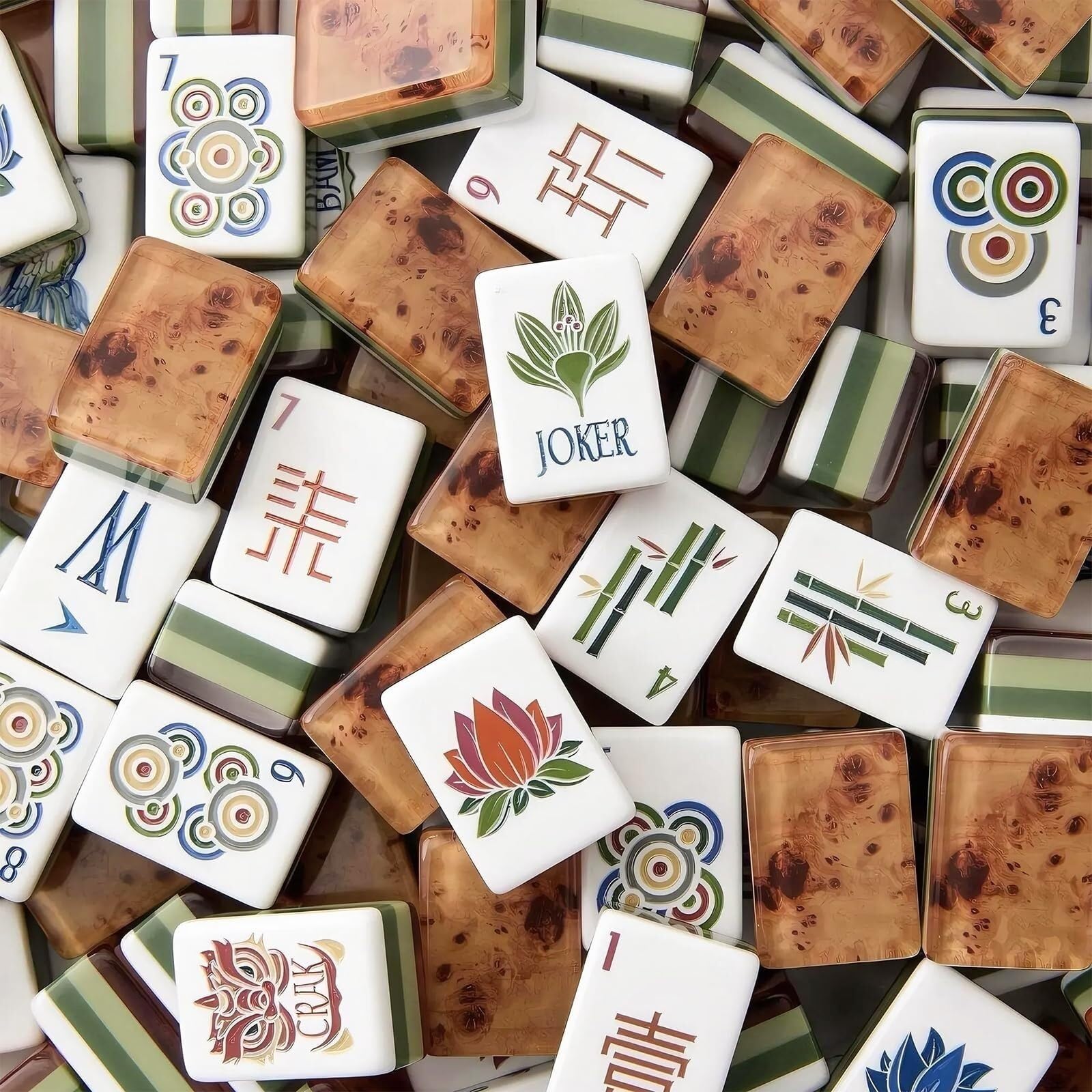 Piastrelle a 4 strati con venature del legno, acrilico, Mahjong americano | Piastrelle mah jongg da 160 pezzi for serate di gioco di viaggio e intrattenimento domestico