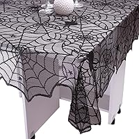Vista 3 de Rockcloud Mantel rectangular de encaje de poliéster para decoración de Halloween, cenas, 71 x 53 pulgadas
