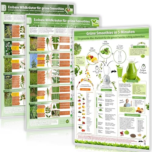 [3er Set] Grüne Smoothies in 5 Minuten &amp; Essbare Wildkräuter für Grüne Smoothies Teil 1&amp;2 (2024) – Frische Aromen aus der Natur - Erkunde, sammle &amp; ... selber sammeln und mit gutem Gefühl genießen)