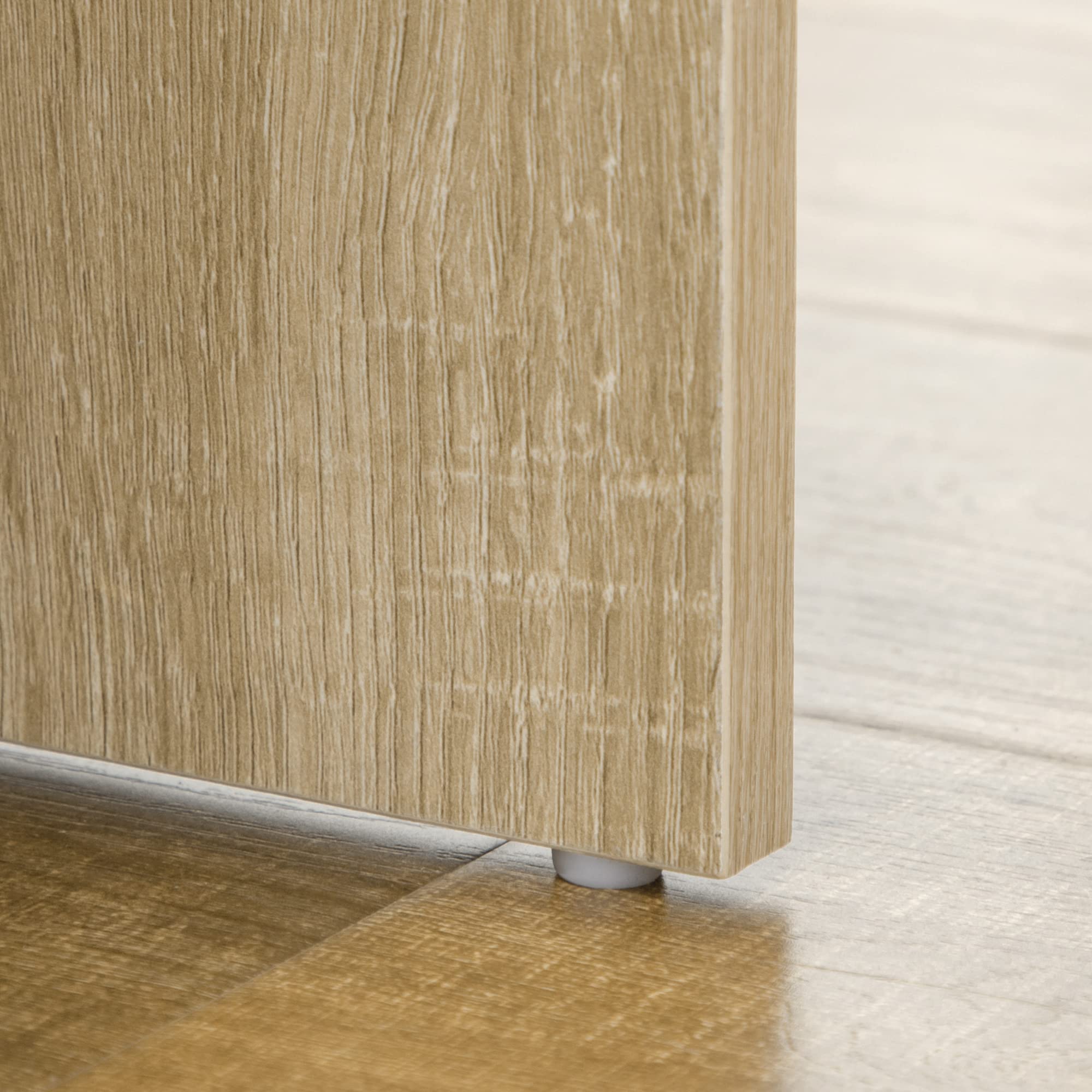 HOMCOM Postazione Trucco con Specchio Grande in Vetro Temperato, Toeletta Trucco con Sgabello Imbottito, 4 Cassetti e 4 Ripiani, Postazione Make Up per Camera da Letto, Colore Legno
