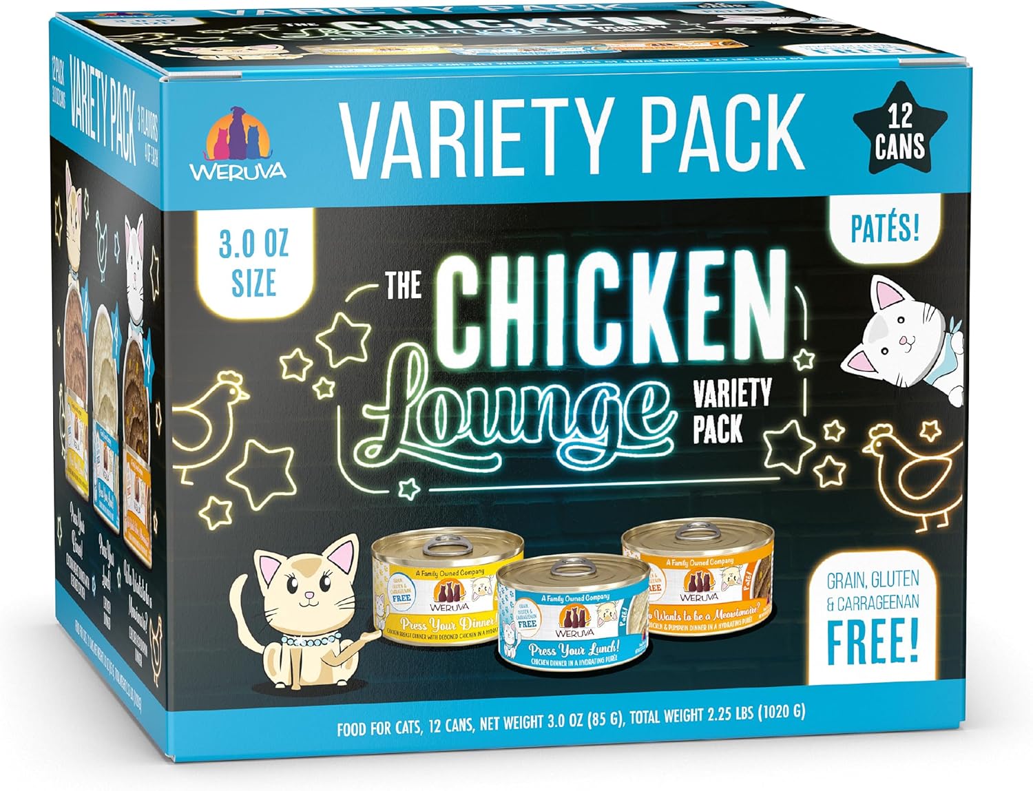 Amazon.com : Weruva Wet Cat Food, The Chicken Lounge Paté Variety Pack ...