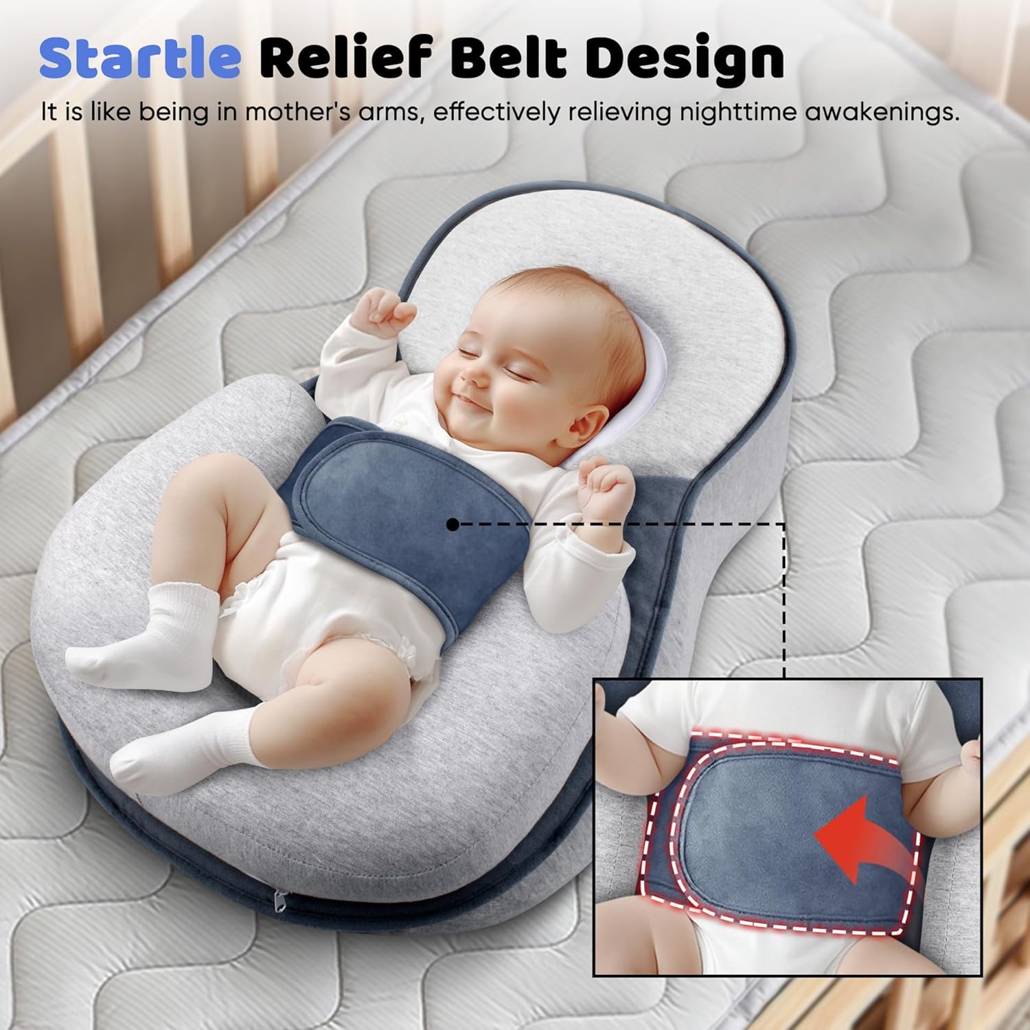 Baby Lounger Feeding Pillow, Breastfeeding Reflux Pillow for Reducing Spit-Up, Tummy time
