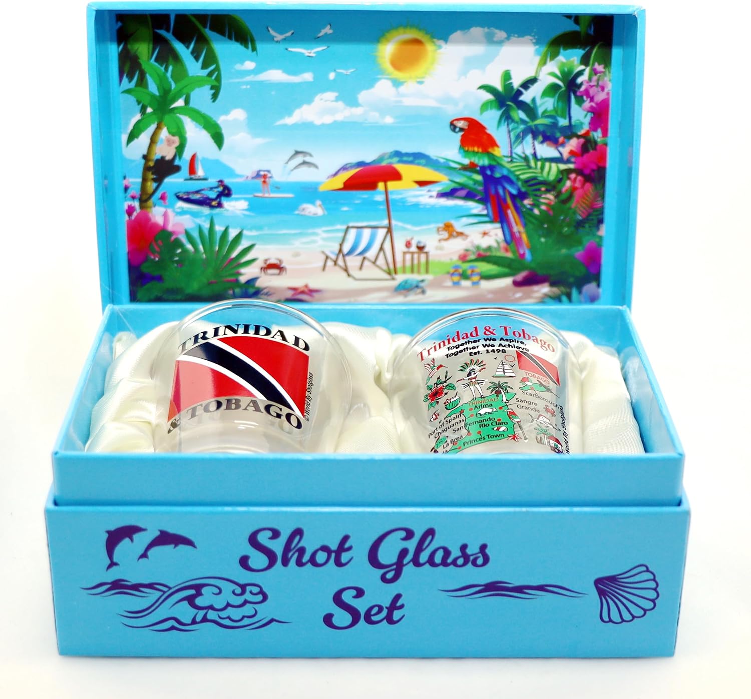 World By Shotglass Trinidad & Tobago Caribbean Boxed Shot Glass Set (Set of 2)