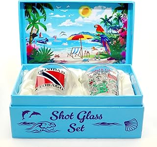 Trinidad & Tobago Caribbean Boxed Shot Glass Set (Set of 2)