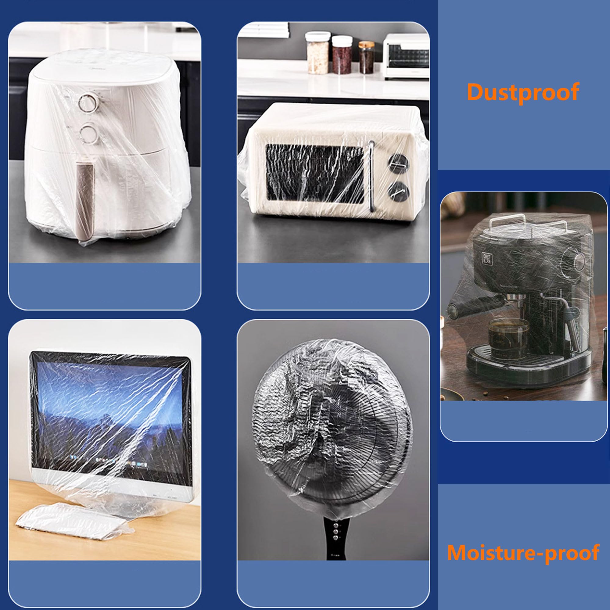 40 Stück Transparente Verdickte Staubschutzhüllen Ofenabdeckung Geräteabdeckungen Universelle Abdeckung Für Kleingeräte elastische Kleingeräte-Abdeckfolie für Toaster Backofen Mixer (A)