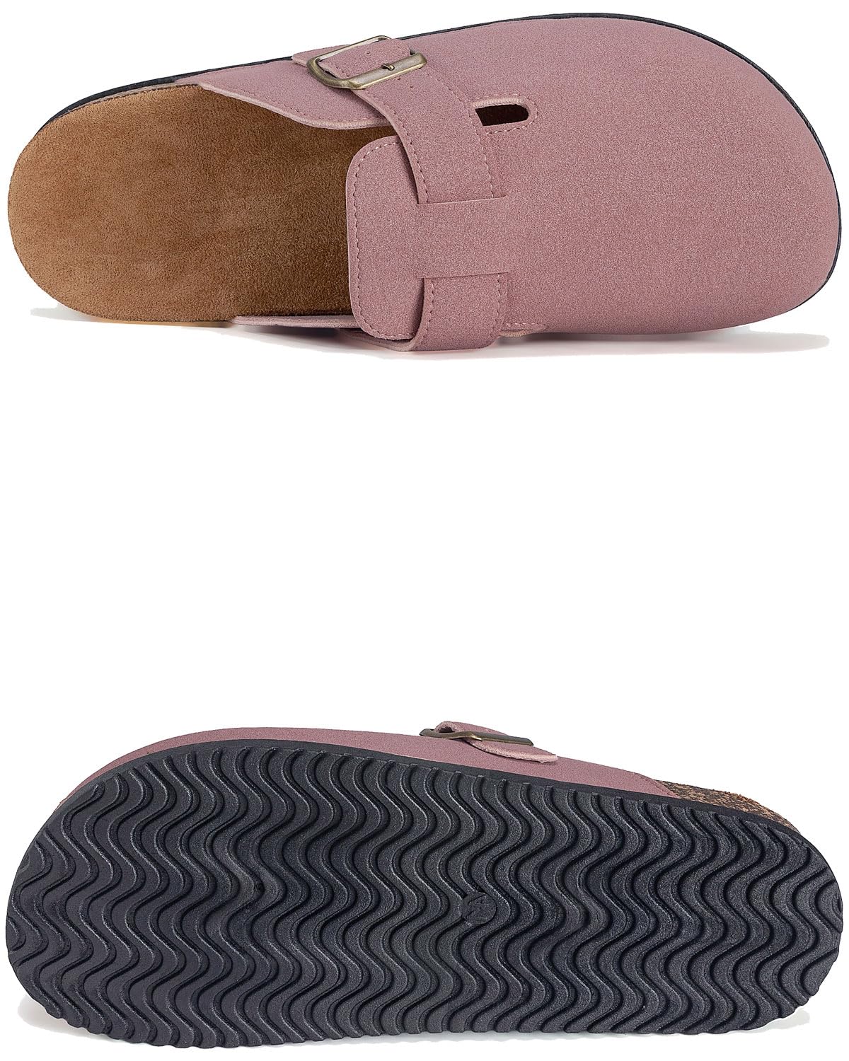 LANGDU Clogs Damen Herren Pantoletten Garten Hausschuhe,Rosa,42EU | Wildleder,Verstellbarer Riemen,Bequem,Atmungsaktiv,Modisch,Rutschfest,Indoor & Outdoor
