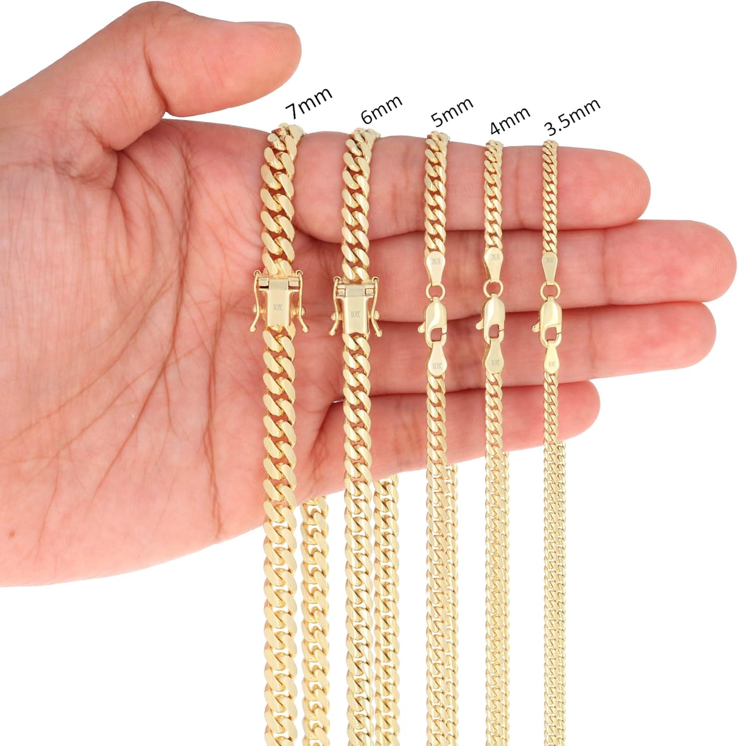Nuragold 14K Real Yellow Gold Solid Miami Cuban Link Chain Necklace 16"-30" (2.7mm-11mm) Italian Jewelry for Men & Women