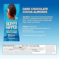 Vista 2 de SkinnyDipped Almendras de cacao de chocolate negro, almendras cubiertas de chocolate, bajas en azúcar, sin gluten, aperitivo saludable, bolsas