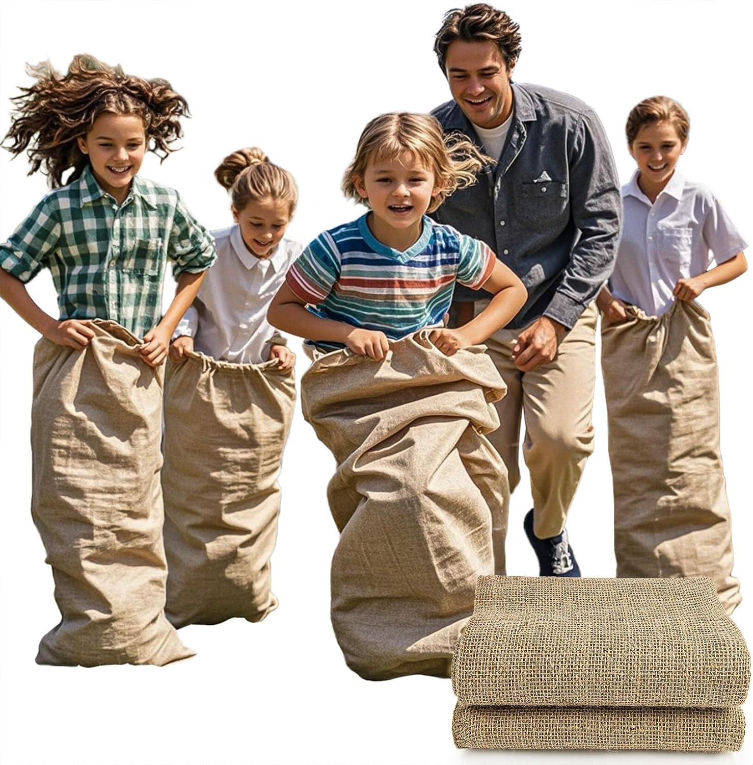 MAQIHAN 2 Pack Burlap Potato Sack Race Bags - 18x28.7 In Outdoor Game Sacks
