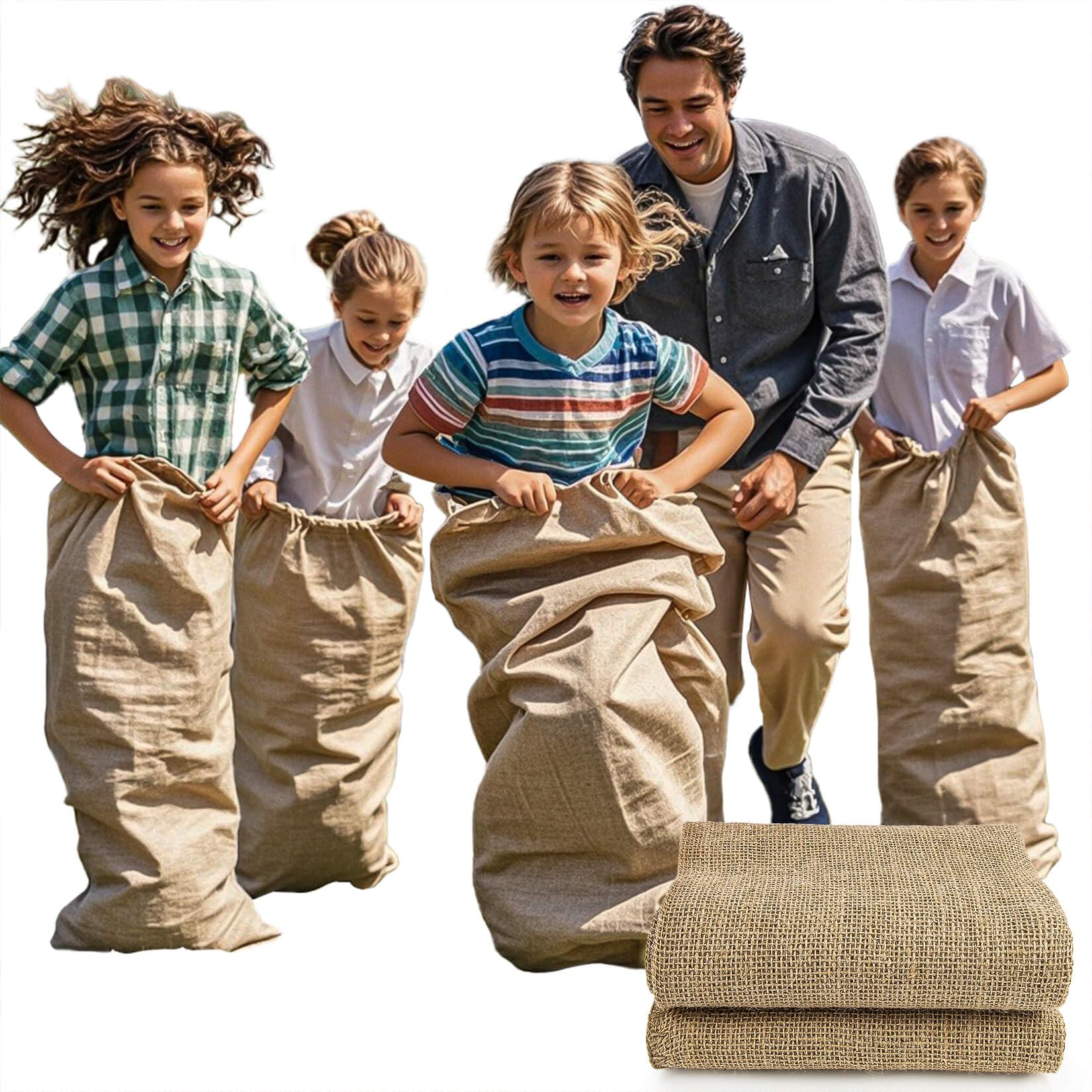 MAQIHAN 2 PCS Burlap Sacks Bulk - Natural Burlap Bags for Potato Sack Race, Plant Grow Bag, Idea for Grain Storage, Landscape Decor, Picnic and Field Games(Size 18 x 28.7 Inch)