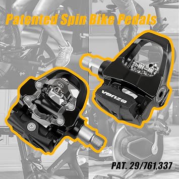 Venzo Compatible with Shimano SPD-SL & Shimano SPD System for Indoor Fitness Exercise Bike Bicycle Pedals & Cleats with 9/16 Heavy Duty Spindles Sealed Bearing