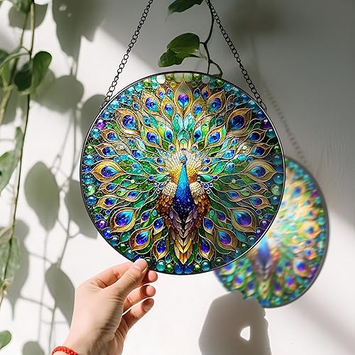 Miniatura 3 de Atrapasoles para colgar vidrieras de 8 pulgadas, adorno de pavo real de 8 pulgadas, atrapasoles para colgar ventanas, decoración de ventanas, al