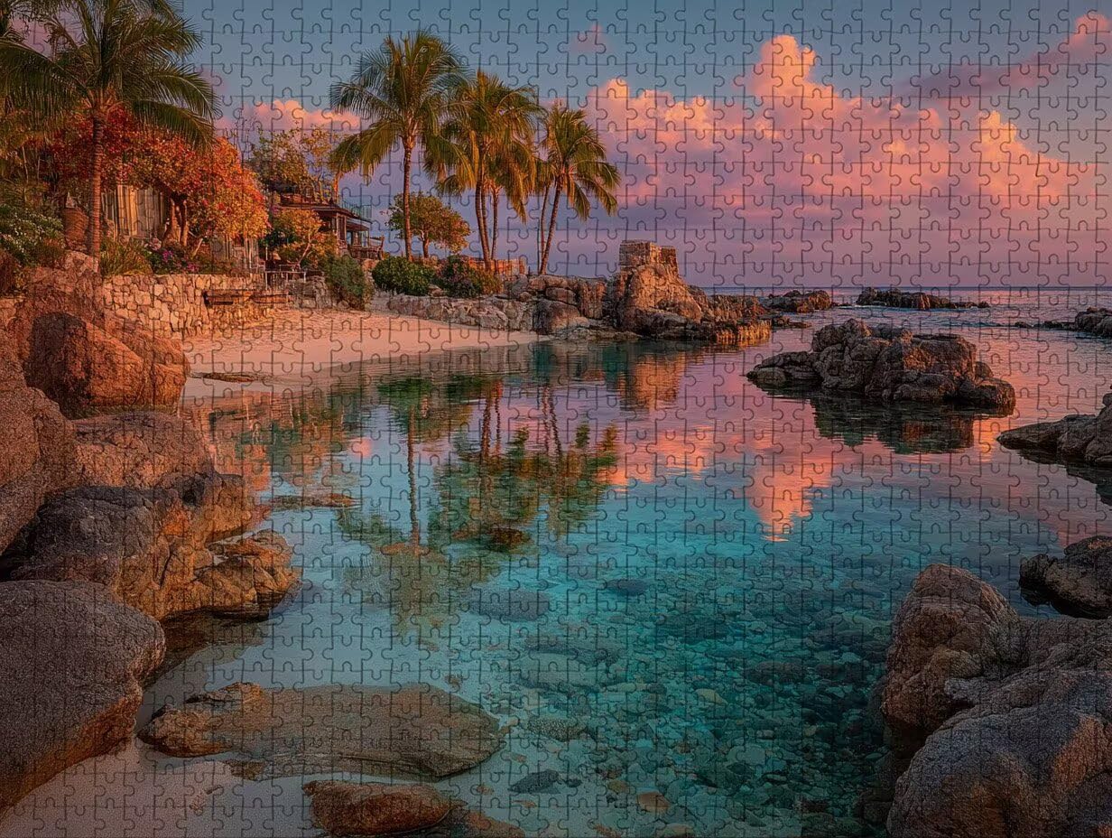 Puzzle 3000 elementów dla dorosłych na plażę, drewniane puzzle 122 x 81 cm, dla mężczyzn, kobiet, starszych seniorów, części ściśle do siebie pasują, dekompresja, dekoracja ścienna, prezenty dla