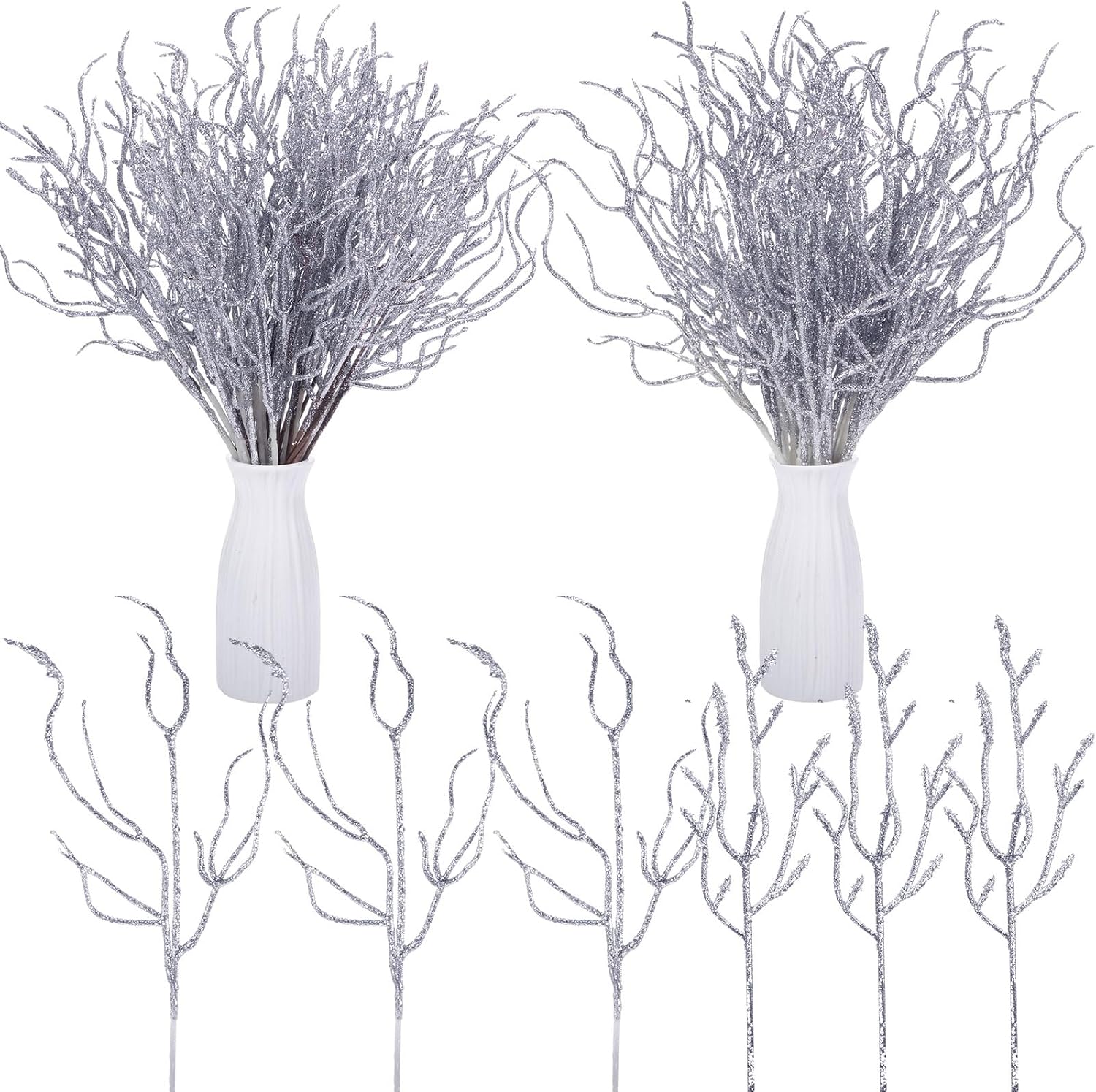 Craftsatin 60 Pcs Glitter Christmas Tree Pick 13.7 Inch