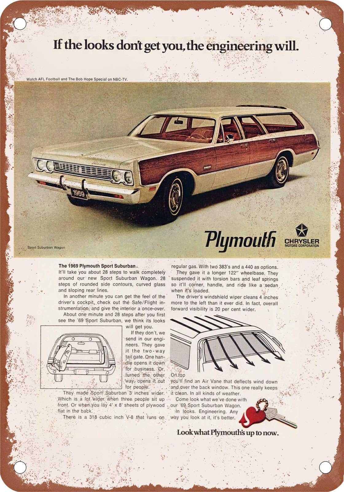 METAL SIGN - 1969 Plymouth Vintage Ad 02 - Old Retro Rusty Look home decor