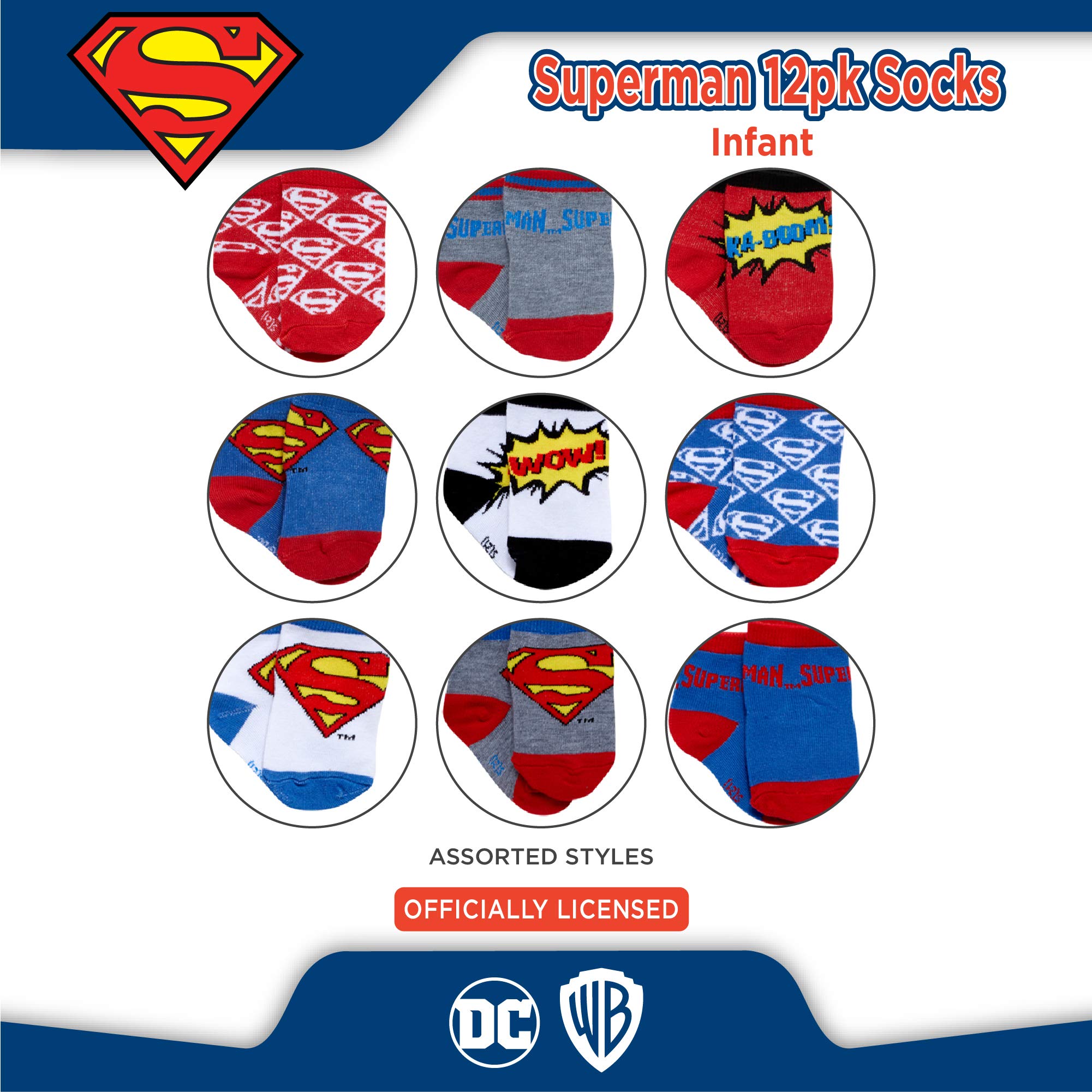 DC Comics Superhelden-Socken für Jungen, 12 Paar sortierte Socken