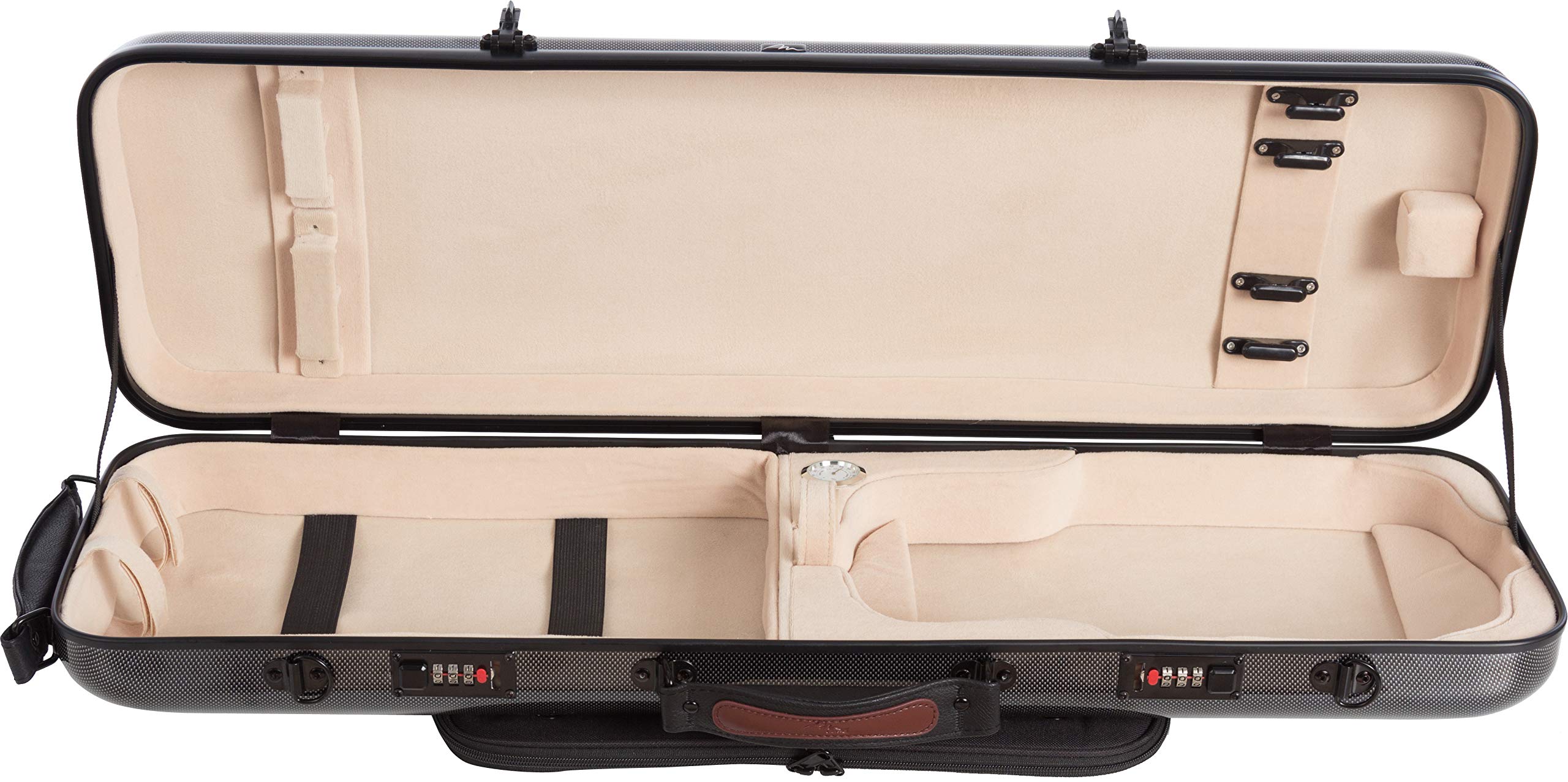 Geigenkoffer Fiberglass Safe Oblong 4/4 point schwarz - creme M-Case + Musiktasche