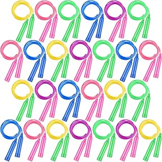 Elcoho 36 Packs Kids Jump Rope Set 7.3 Feet Adjustable Skipping Rope Colorful Kids Outdoor Jump Ropes for Kids Party Favors Outdoor Activity Birthday Reward Gift