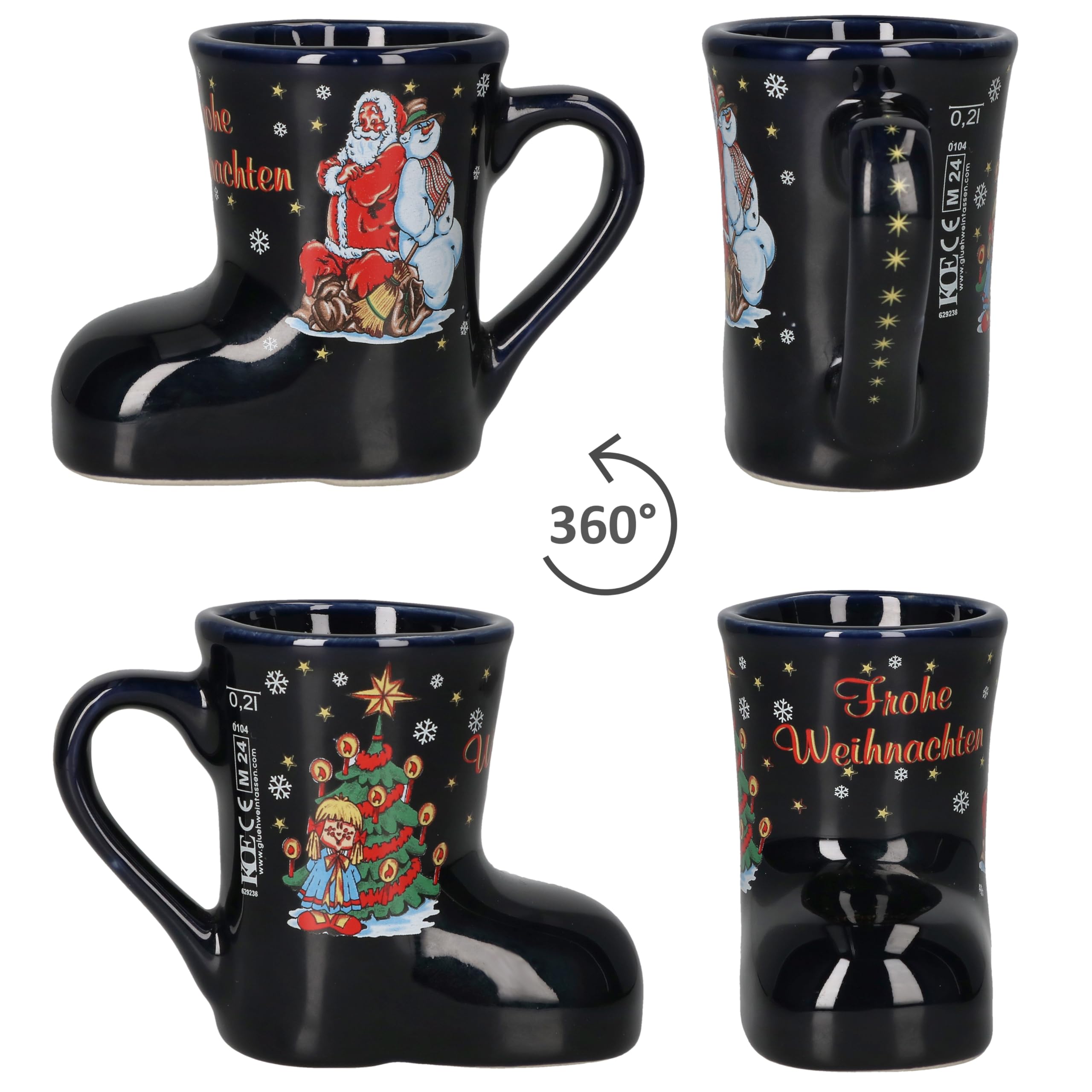 MamboCat 3160050 - Set Van 20 Glühweinschoentjes In Donkerblauw Met Kerstdecoratie 0.2l Gekalibreerd