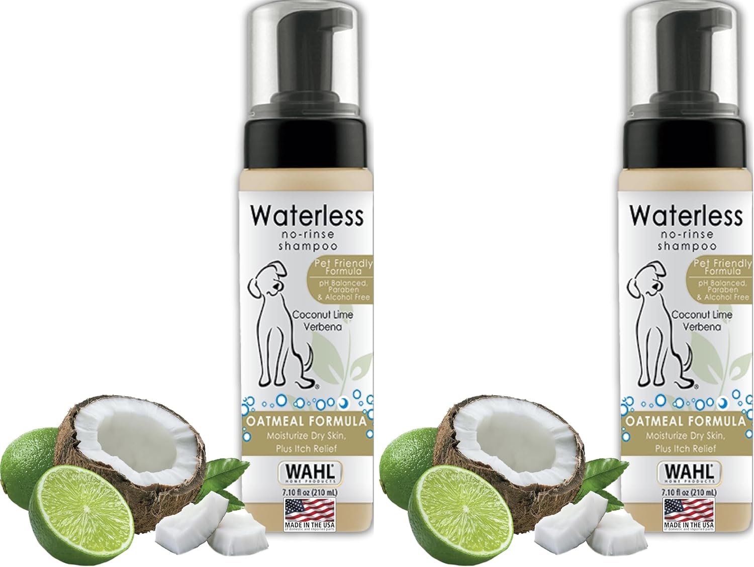 Wahl Waterless Shampoo for Animals, No Rinse | Oatmeal & Coconut Lime Verbena | Conditioning & Detangling | For Dogs, Cats & Horses | 7.1 Oz