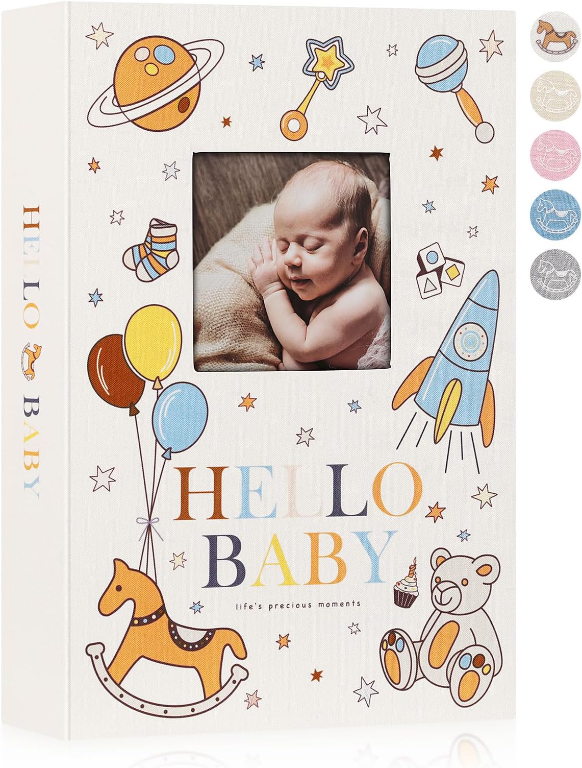 Lanpn Baby Photo Album 6x4 300 Pockets, Linen Newborn Bebe Ultrasound Photo Album with Memo Writing Area, Cover Photo Book, Picture Album for kids, Baby Girl Boy Memory Book Keepsake Colorful