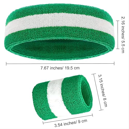 Miniatura 4 de NVAAV 3 Pcs Striped Sweatbands Set - 1 Striped Headband and 2 Pcs Wristbands - Terry Cloth Sweatbands for Men and Women - Ideal for Gym