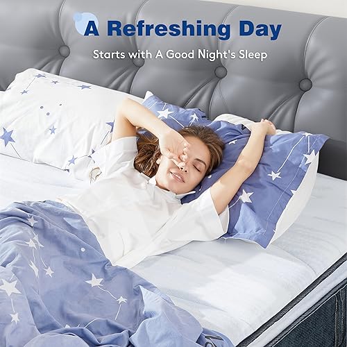 Miniatura 2 de Colchón Queen de 14 pulgadas, lujoso colchón de soporte en capas tamaño Queen con capa de alivio de presión de 3 pulgadas y sistema de bobinas para