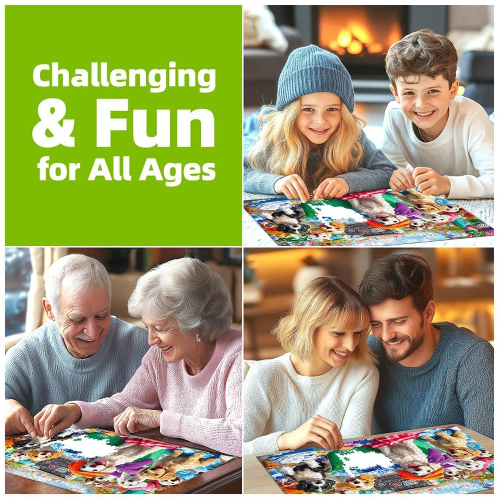 Puzzle Per Adulti A Tema Animali Divertente A Tema Lavanderia Con Cani | Puzzle Da 1000 Pezzi Con Lettere Sul Retro per Attività Familiare per Uomini e Donne e Divertente di Gruppo e Sfida