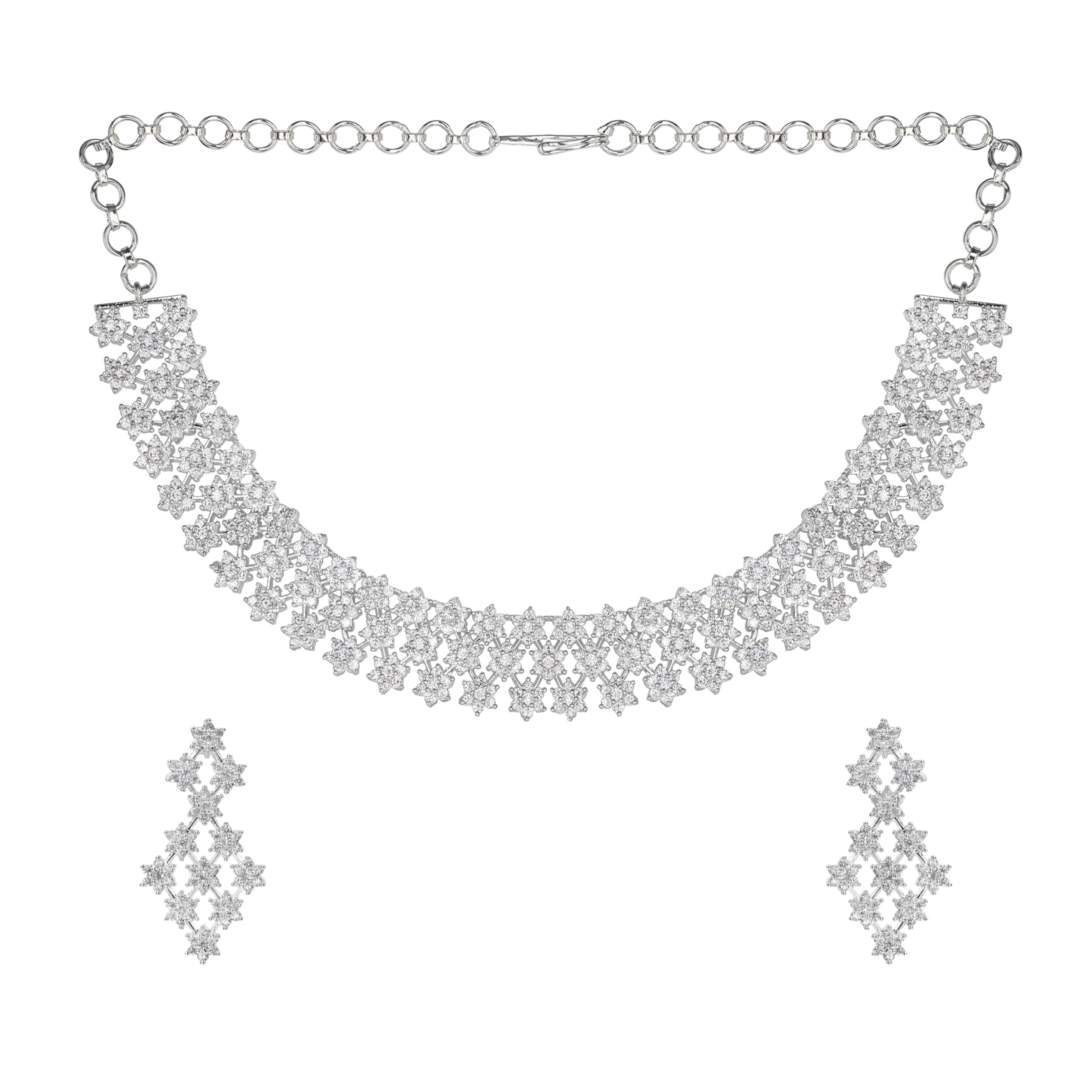 Sasitrends American Diamond 3 Layer Star Necklace Jewellery Set for Women and Girls (B0CDHFKMBK) Amazon Price History, Amazon Price Tracker