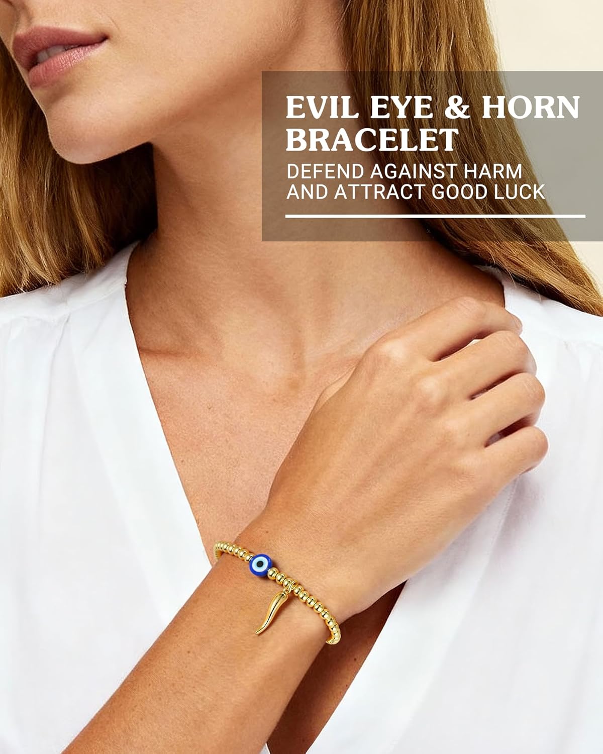 PINKDODO Good Luck Evil Eye & Horn – Protection Bracelet Jewelry Gifts for Birthday & Christmas - Image 2
