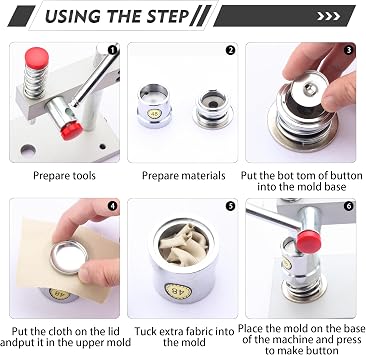 LYNDA Fabric Button Maker, Manual Button Press Machine with 30/40/48mm Dies for DIY Sewing & Upholstery
