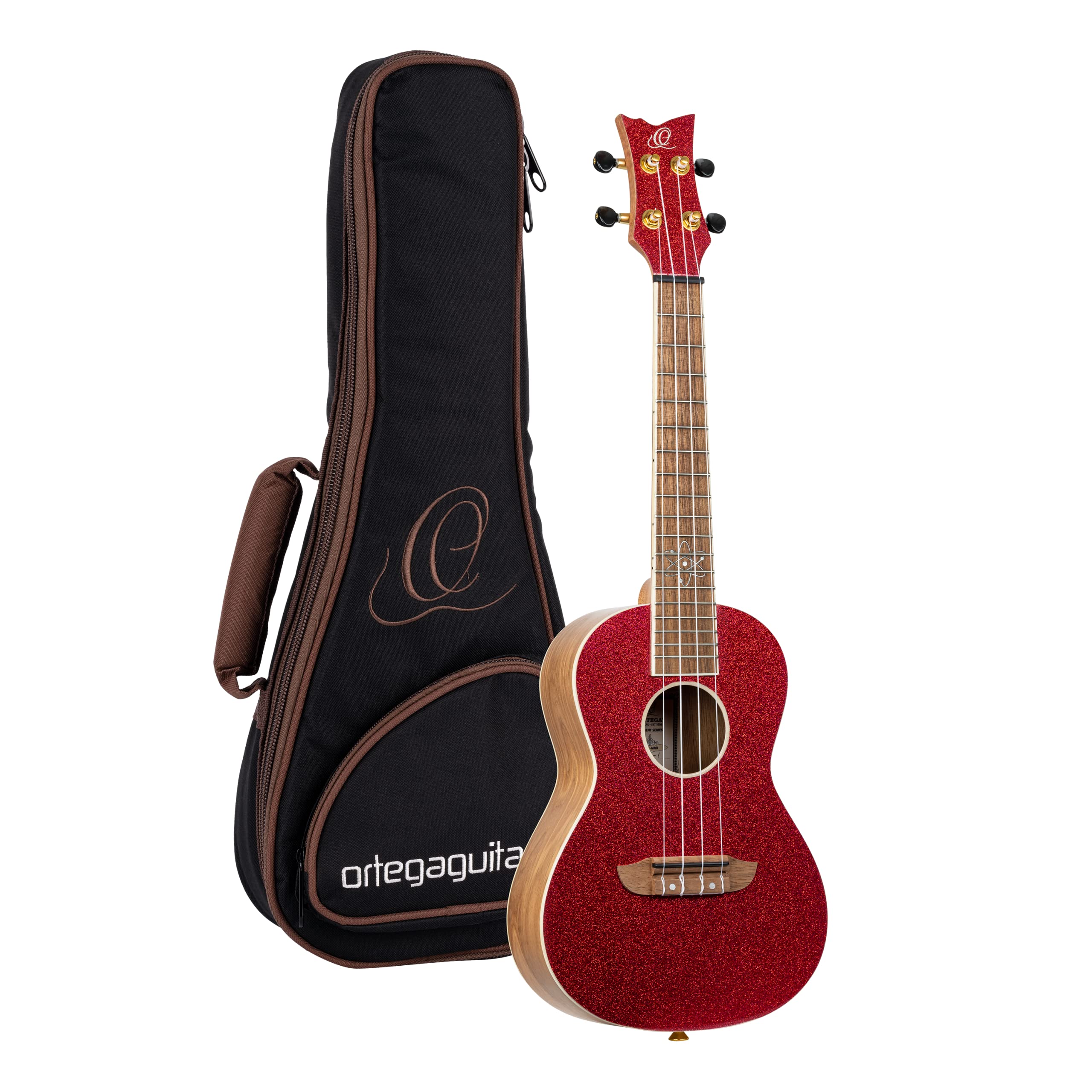 Ortega Guitars Ukulélé Concert Acoustique – Série Element – Housse Incluse – Épicéa, Rouge (RUEL-MRD)