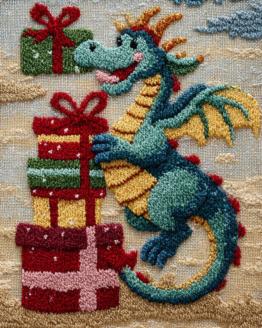 AMBATTERY Carpet Latch Hook Kit Dragons and Gifts 90x120cm