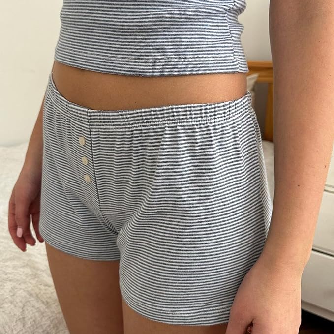 Haut Short Pyjama Style Rétro Pyjama 2 Pièces Femme Y2k – Haut Et Short En Mousseline à Carreaux – Tenue Détente été Ou Nuit Confort Pyjama Léger Respirant