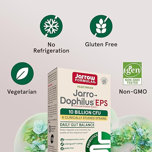 Miniatura 5 de Jarrow Formulas Jarro-Dophilus EPS - 5 mil millones de organismos viables por porción 60 cápsulas vegetales con revestimiento entérico probiótico