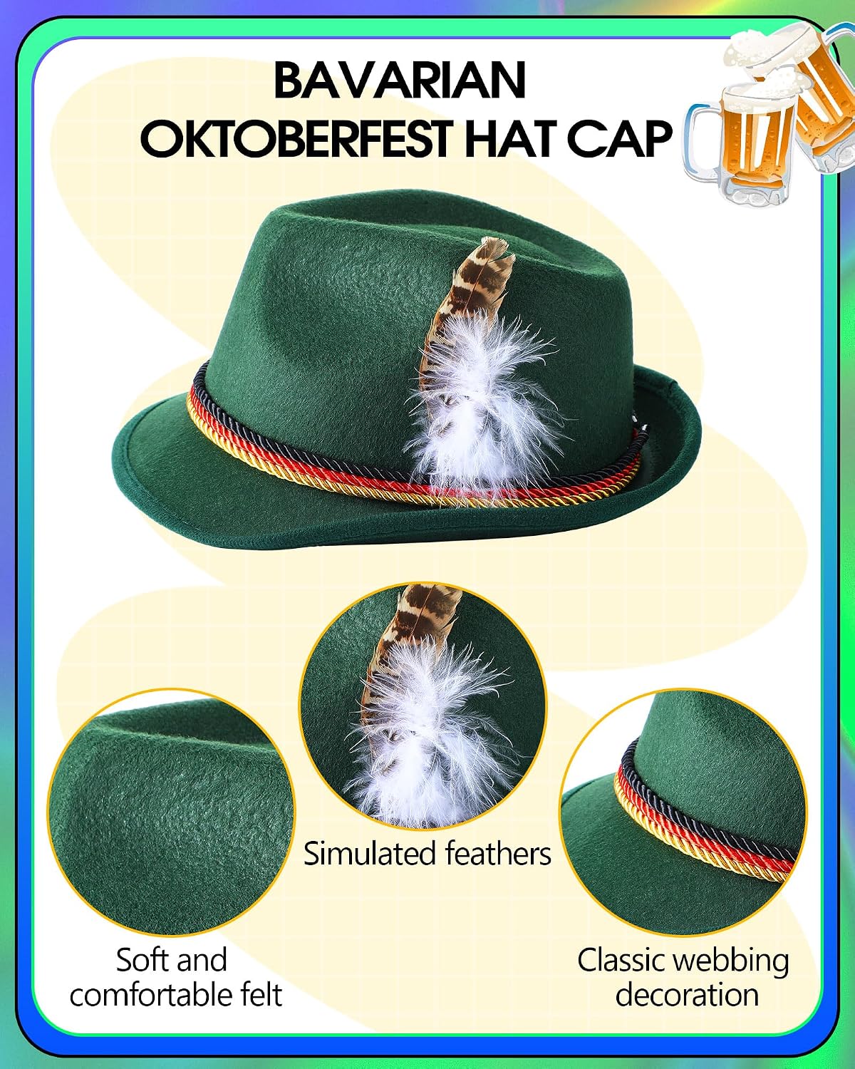 Hercicy 2 Pcs Oktoberfest Accessories Women, Hat＆ Dirndl Socks