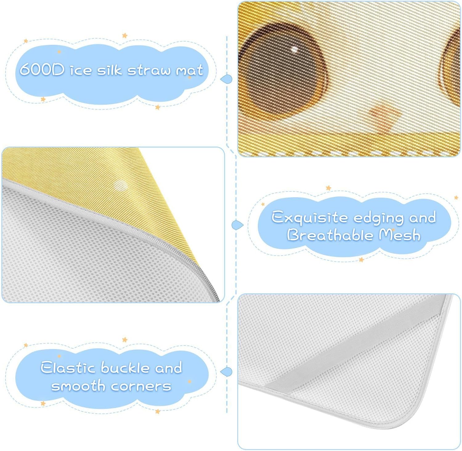 Cute Orange Cartoon Cat Cooling Baby Bassinet Mattress 28" x 52" Breathable Mattress Protector pad for Baby&Toddler